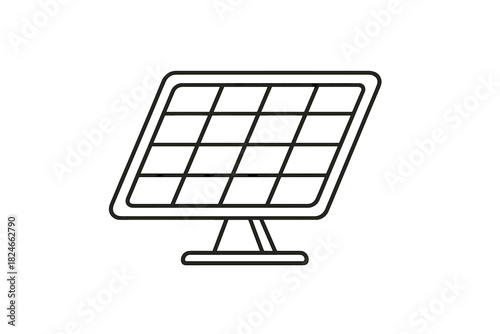 Outline of solar panel on stand with grid pattern