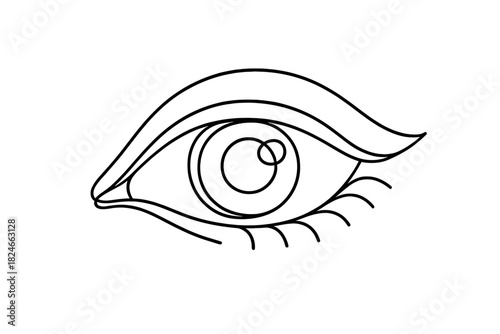 Minimalist black and white line drawing of a human eye