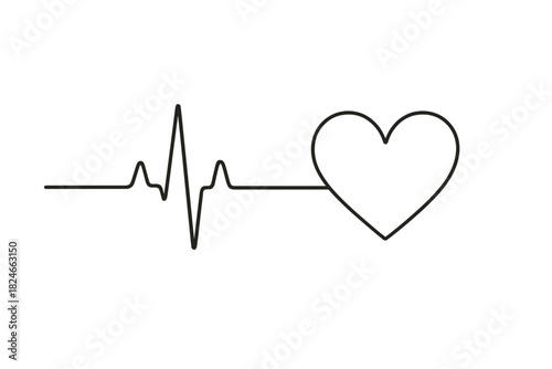 Minimalist heartbeat line with heart symbol design