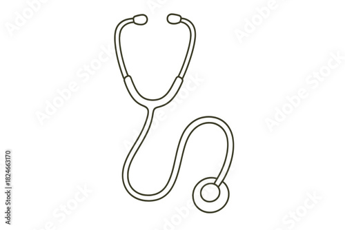 Black outline stethoscope illustration on white background