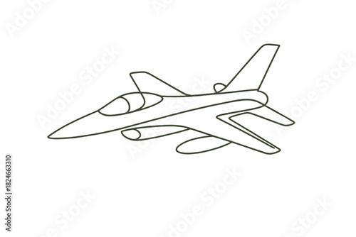 Outline sketch of a fighter jet on a white background