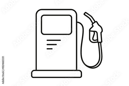 Outline icon of fuel pump with hose on white background