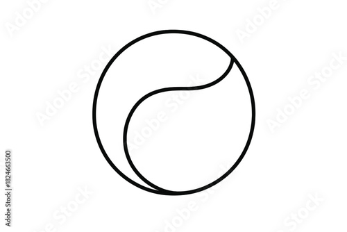 Abstract minimalist circular shape with yin-yang influence in black and white