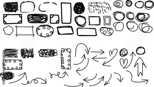 Hand drawn doodle design elements sketch collection for creative use