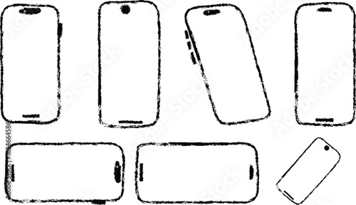 Hand Drawn Smartphone Mockups in Multiple Angles for UI Design