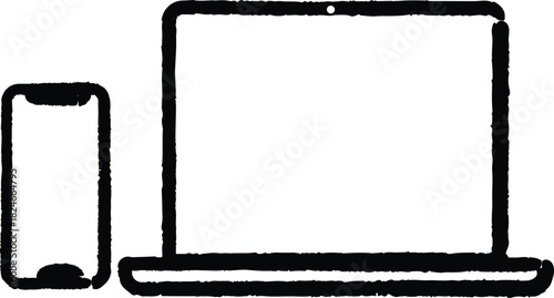 Laptop and Mobile Phone Illustration For Modern Communication Technology