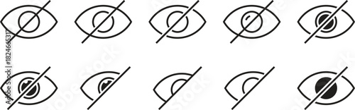 Sensitive Content Eye Icons with Visibility Gradient in Line Style