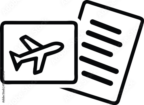 Flight tickets icon or Logo. Flat Style vector EPS.
