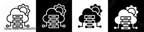 Data Cloud Icon Set In Black And White Filled Style Collection 