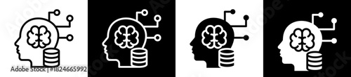 Data Intelligence Icon Set In Black And White Filled Style Collection 