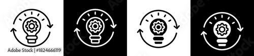 Innovation Process Icon Set In Black And White Filled Style Collection 