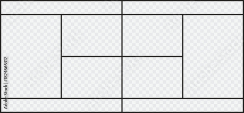 Badminton Court Layout with Zone Lines Vector Illustration