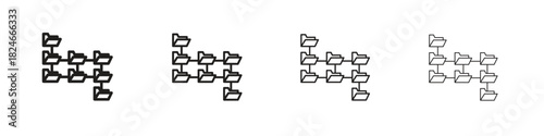 Folder tree icon. Simple outline style pack on white background. Suitable for Graphic designs