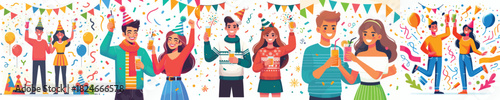 vector of couple drinking together celebrating new year