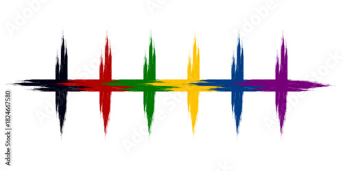 Plus and minus icon drawn with a brush in different colors.