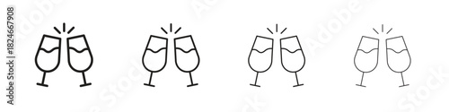 Glass-cheers icon. Simple outline style pack on white background. Suitable for Graphic designs