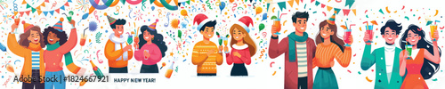 vector of couple drinking together celebrating new year