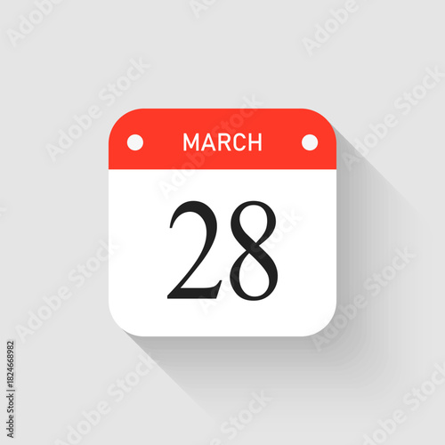 Vector icon page day calendar - 28 March month