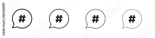 Hashtag icon. Simple outline style pack on white background. Suitable for Graphic designs