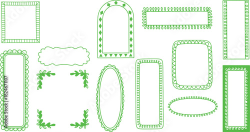 Elegant Green Frames Vector Set for Invitations, Decorations, and Creative Design Projects