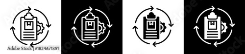 Order Processed Icon Set In Black And White Filled Style Collection 