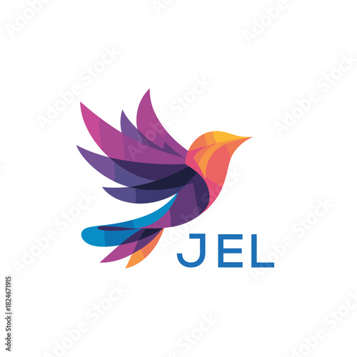  “Stylish Multicolored Bird Emblem for Marketing” JEL  Later Logo, “Corporate Logo Concept with Flying Bird and Letters” “Elegant Gradient Bird Logo for Branding and Business”
