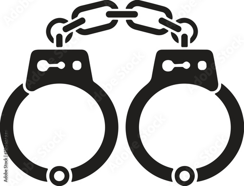 Handcuffs Icon Vector Graphic Silhouette Symbol of Law Enforcement Crime Arrest Justice Imprisonment Police Security Legal System Detention Black and White Illustration