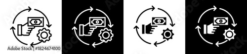 Payment System Icon Set In Black And White Filled Style Collection  