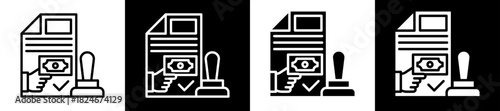 Payment Approval Icon Set In Black And White Filled Style Collection  