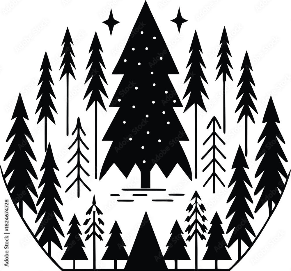 Obraz premium christmas tree vector illustration