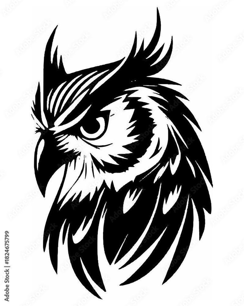 Fototapeta premium Eagle head tattoo design in a bold black vector style