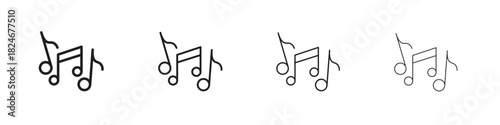 Music icon. Simple outline style pack on white background. Suitable for Graphic designs