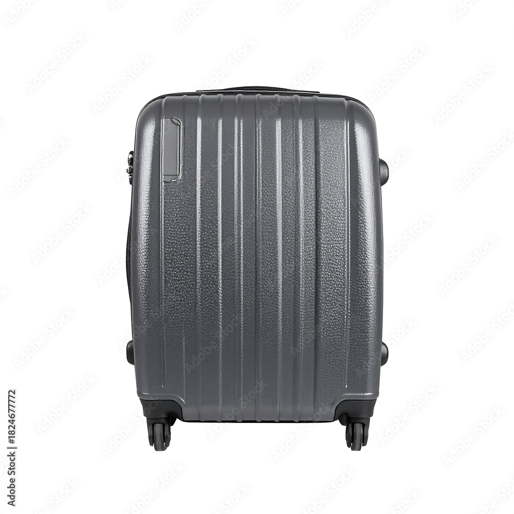 Fototapeta premium Isolated Grey Hard-Shell Carry-On Luggage with Vertical Ribs