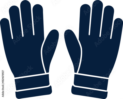 Pair of gloves vector icon handwear winter safety gear on white background