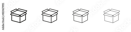 Open box icon. Simple outline style pack on white background. Suitable for Graphic designs