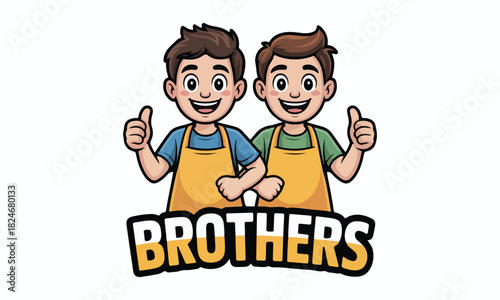 Brothers Food Truck Mascot Logo – Twin Chef Characters Illustration