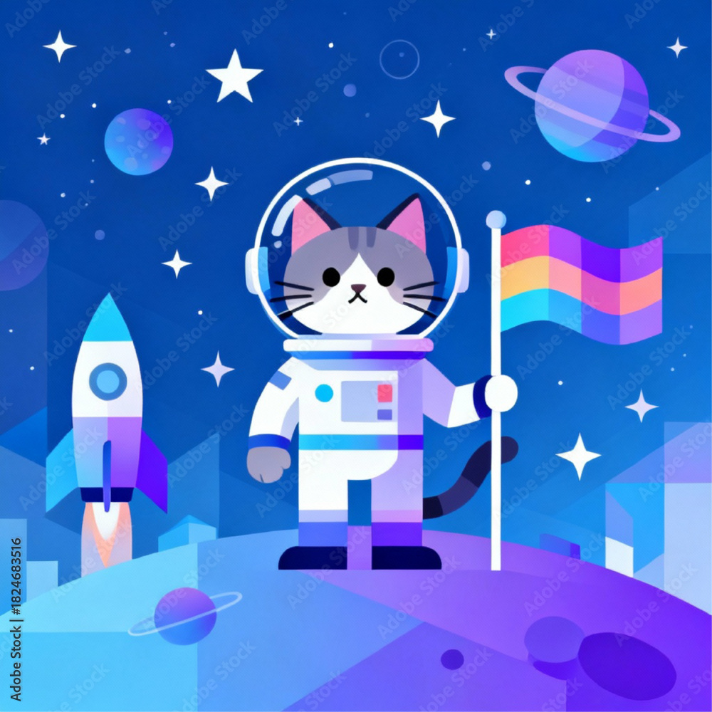 Naklejka premium Space Explorer Cat