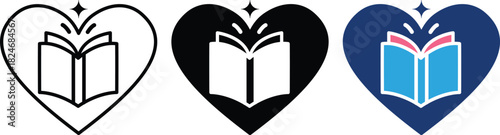 Heart shape with book symbolizing education learning care book lover