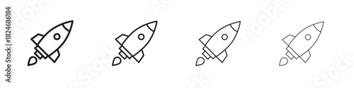 Rocket launch icon. Simple outline style pack on white background. Suitable for Graphic designs
