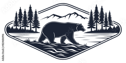 Lake Clark bear silhouette nature badge
