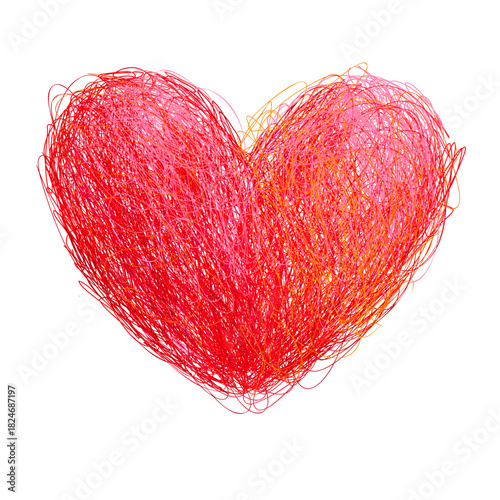 Artistic vector heart. Love symbol, hand painted colorful heart shape 