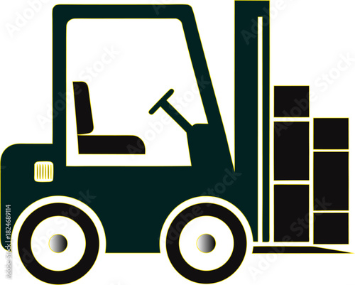 Industrial forklift truck silhouette on a clean white background