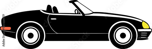 Sleek convertible car silhouette on a clean white background