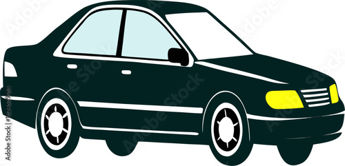 Modern sedan car silhouette isolated on white background