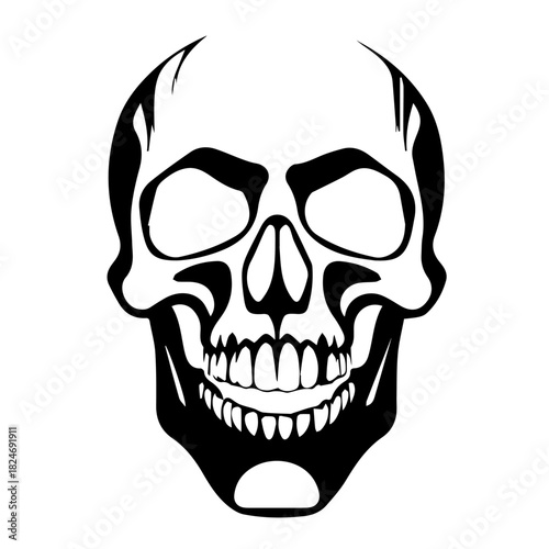 
Black & white vector silhouette of Horror Skull Mask on white background