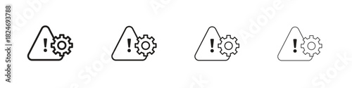 Technical warning icon. Simple outline style pack on white background. Suitable for Graphic designs