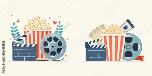 Movie Night Delights Popcorn, Reels, and Clapperboards – A Festive Cinema Celebration
