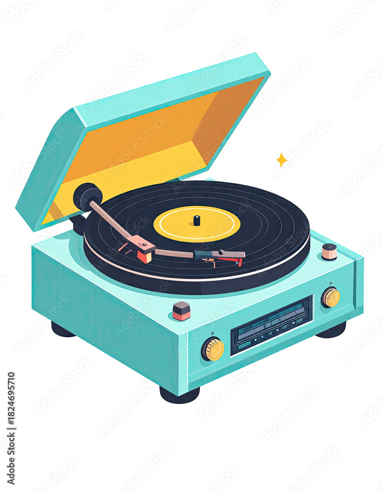 Fototapeta premium Retro Vintage Turntable Record Player with Vinyl Disc.
