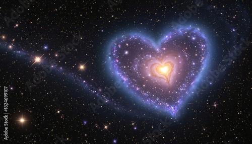 heart shaped galaxy with stars in space
