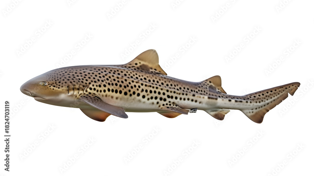 Obraz premium Leopard Shark Isolated on White Background